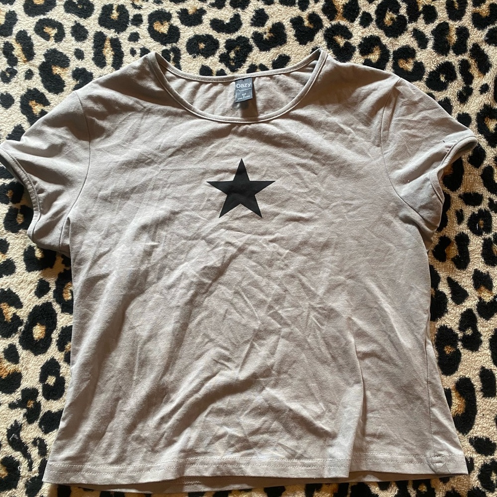Gray Star Print Women's Top